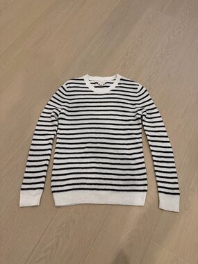 J. Crew White and Black Striped Knit Sweater